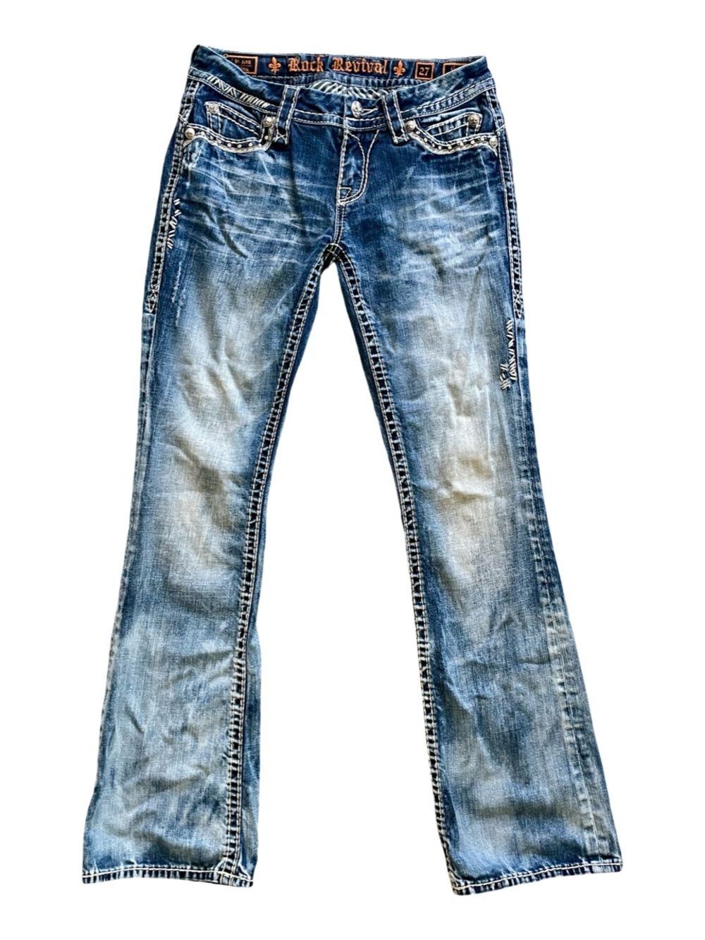 Rock Revival Women's Blue Distressed Bootcut Jeans